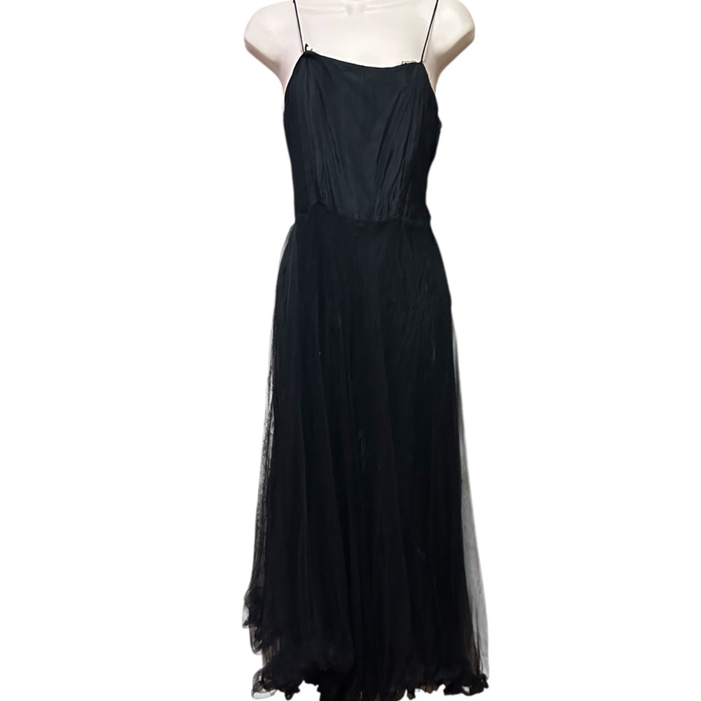 Vintage Taffeta Elegant Black Evening Dress